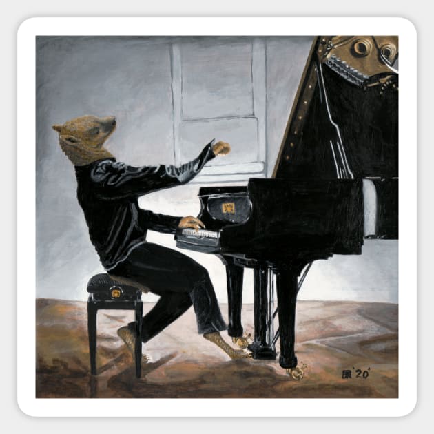 Hyena Pianists Fantasy Image Sticker by Helms Art Creations